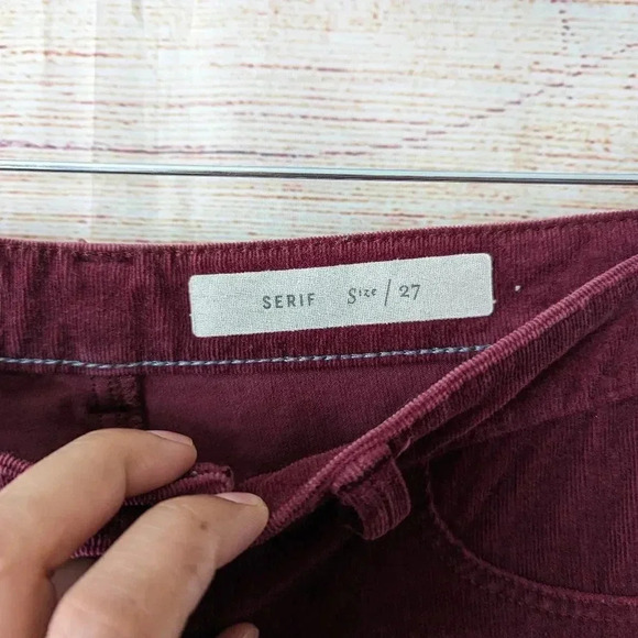 Pilcro & The Letterpress Serif Size 27 Slim St Leg Corduroy Maroon Pants Jeans - Picture 4 of 11